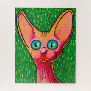 Neugierige haarlose Katze in Ölgemälde Jigsaw Puzz Puzzle