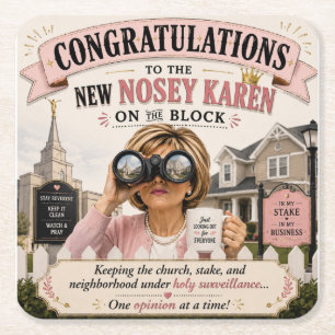 Neugierige Karen in der Kirche Lustige Kirchen-Dam Rechteckiger Pappuntersetzer