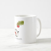 Neugierige Kätzchen in einem roten Weihnachtsbauch Kaffeetasse (VorderseiteRechts)