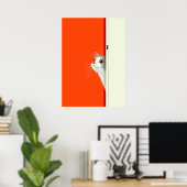 Neugierige Katze, die durch die Tür pinkelt Poster (Heimbüro)