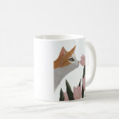 Neugierige Katze Frühlingsflor Kaffeetasse (VorderseiteRechts)