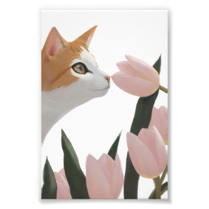 Neugierige Katze Frühlingsflorales Fotodruck