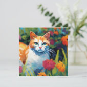 Neugierige Katze Im Garten Grüße Karte (Stehend Vorderseite)