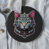 Neugierige Katze in einem Cyber-Helm Button (Beispiel)