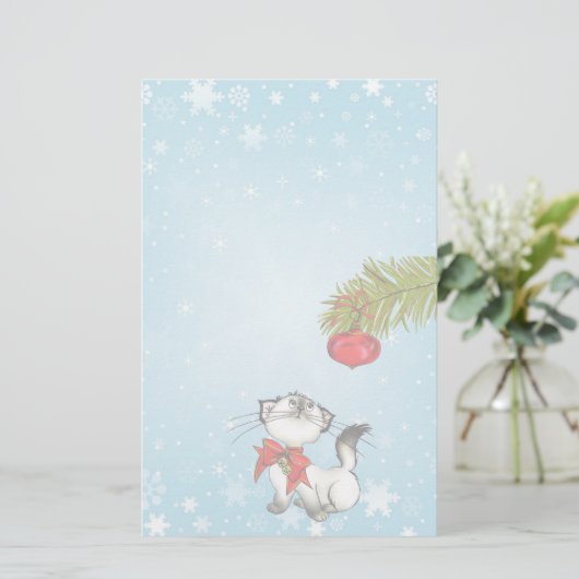 Neugierige Katze in einem roten Weihnachtsjunge Briefpapier (Stehend Vorderseite)