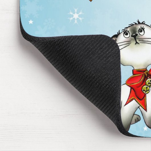 Neugierige Katze in einem roten Weihnachtsjunge Mousepad (Ecke)