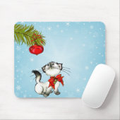 Neugierige Katze in einem roten Weihnachtsjunge Mousepad (Mit Mouse)