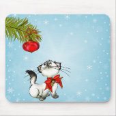 Neugierige Katze in einem roten Weihnachtsjunge Mousepad (Vorne)