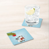 Neugierige Katze in einem roten Weihnachtsjunge Rechteckiger Pappuntersetzer (Vor Ort)