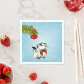 Neugierige Katze in einem roten Weihnachtsjunge Serviette (Beispiel)