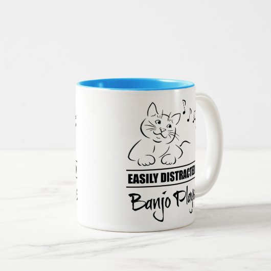 Neugierige Katze, leicht von Banjo-Spielern abgele Zweifarbige Tasse (VorderseiteRechts)