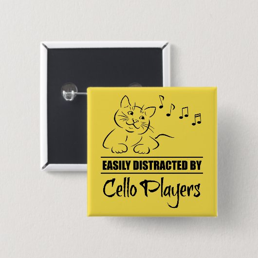 Neugierige Katze, leicht von Cello-Spielern abgele Button (Vorne & Hinten)