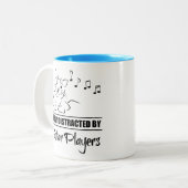 Neugierige Katze, leicht von Gitarrenspielern abge Zweifarbige Tasse (Vorderseite Links)