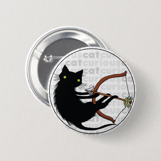 Neugierige Katze mit Bogen Button (Vorne & Hinten)