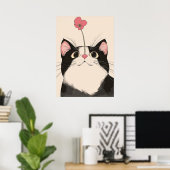 Neugierige Katze mit einer Blume Poster (Heimbüro)