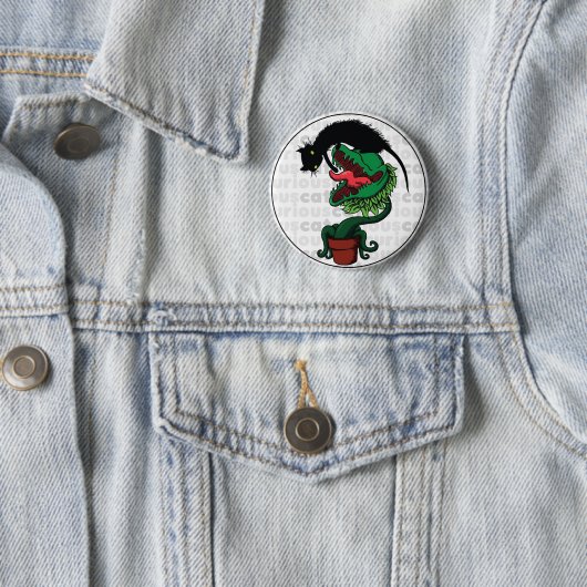 Neugierige Katze mit Fleisch fressender Pflanze Button (Beispiel)