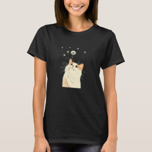 Neugierige Katze mit Löwenzahn in den Pfoten für e T-Shirt