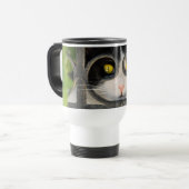 Neugierige Katze mit Spektakeln Frame Funny Thermo Reisebecher (Vorderseite Links)