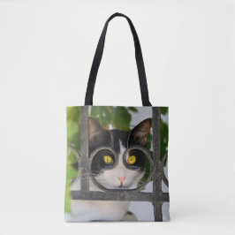Neugierige Katze mit Spektakeln Funny on Shopper Tasche