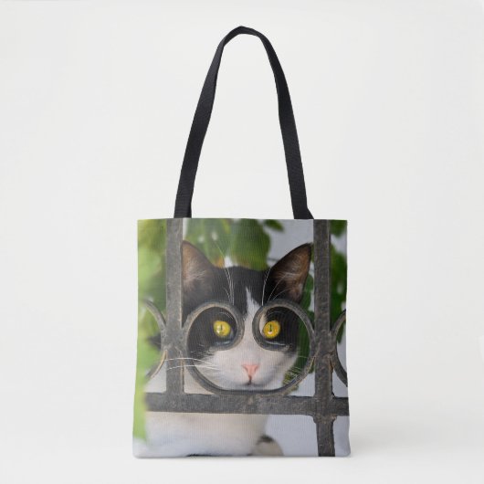 Neugierige Katze mit Spektakeln Funny on Shopper Tasche (Vorderseite)