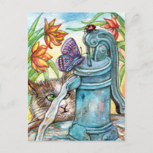 Neugierige Katze Postkarte