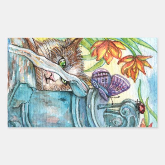 Neugierige Katze Rechteckiger Aufkleber (Vorderseite)