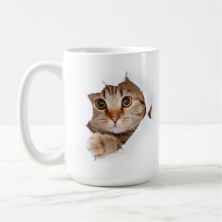 Neugierige Katze schaut hervor – Lustiger und süße Kaffeetasse