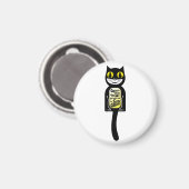 Neugierige Katze schwarz gelb Magnet (Vorderseite/Rückseite)