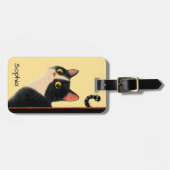 Neugierige Katze und hinterlistiger Wurm Gepäckanhänger (Vorderseite horizontal)