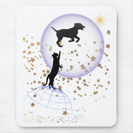 Neugierige Katze und Laufhund Mousepad (Vorne)