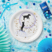 Neugierige Katze und Laufhund Pappteller (Party)