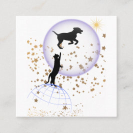 Neugierige Katze und Laufhund Quadratische Visitenkarte