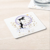 Neugierige Katze und Laufhund Rechteckiger Pappuntersetzer (angewinkelt)