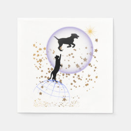 Neugierige Katze und Laufhund Serviette