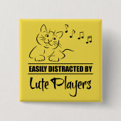 Neugierige Katze von Lute Players leicht abgelenkt Button (Vorderseite)