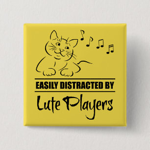 Neugierige Katze von Lute Players leicht abgelenkt Button