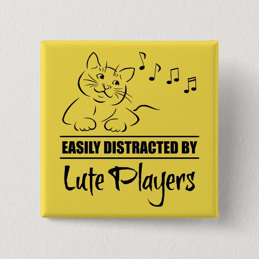 Neugierige Katze von Lute Players leicht abgelenkt Button (Vorderseite)