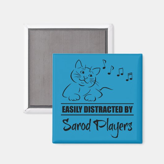 Neugierige Katze von Sarod Players leicht abgelenk Magnet (Vorderseite/Rückseite)