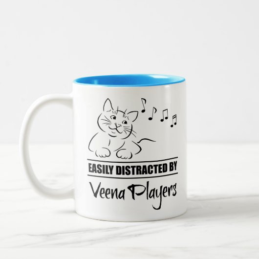 Neugierige Katze von Veena-Spielern leicht abgelen Zweifarbige Tasse (Links)