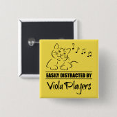 Neugierige Katze von Viola Players leicht abgelenk Button (Vorne & Hinten)