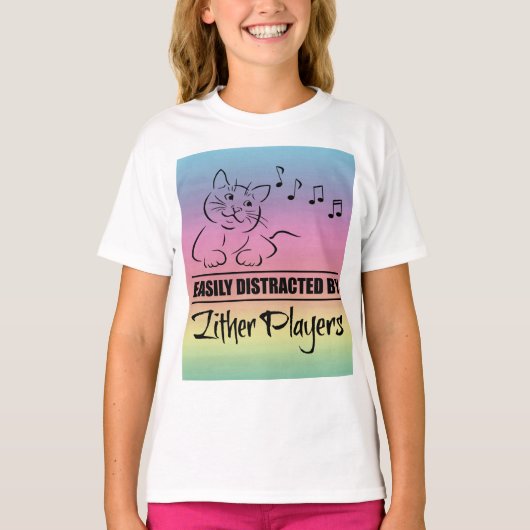 Neugierige Katze von Zither-Spielern leicht abgele T-Shirt (Vorderseite)