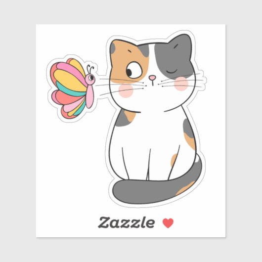 Neugierige Katze wasserdicht Aufkleber (Blatt)