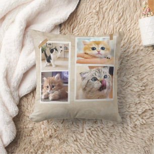 Neugierige Katzen Collage Kissen