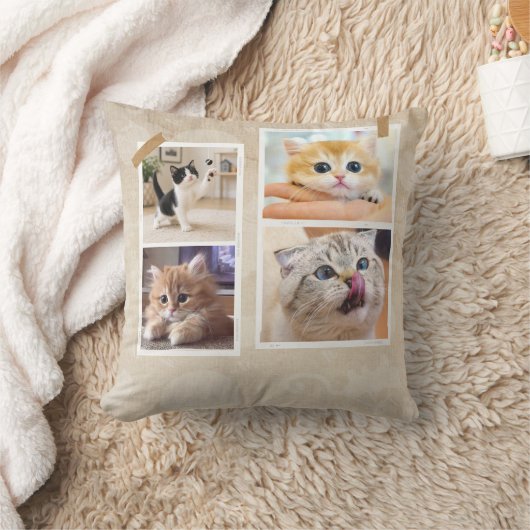 Neugierige Katzen Collage Kissen (Decke)