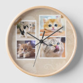 Neugierige Katzen Collage Uhr (Vorderseite)