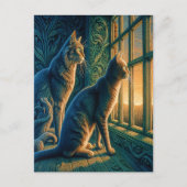Neugierige Katzen durch das Fenster Postkarte (Vorderseite)