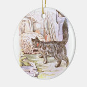 Neugierige Katzen-Grafik Keramikornament (Links)