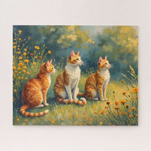 Neugierige Katzen im Garten Puzzle (Horizontal)