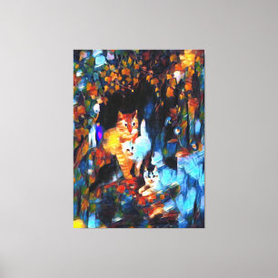 Neugierige Katzen Leinwanddruck