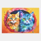 Neugierige Katzen mit einfarbigem Hintergrund Geschenkpapier Set (Vorderseite 3)